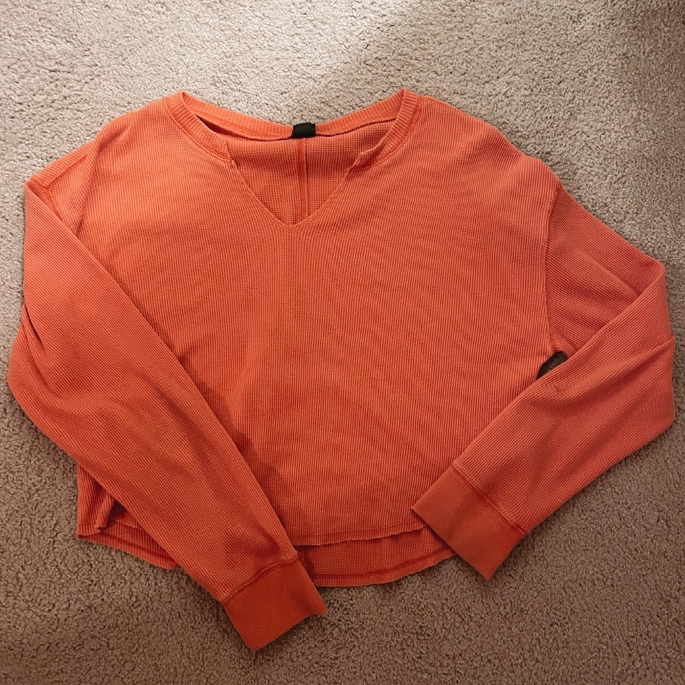 Orange Cropped Long Sleeve Top